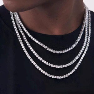 Cheap Price Ready Ship Rhodium Moissanite Diamond Tennis <b>Chain</b> Necklace Hip Hop Iced Jewelry <b>VVS</b> Moissanite <b>Chain</b> Party Gift - Product Image 1