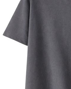 Camiseta de Mujer Personalizada en Gris Carbón con Bordado de Patchwork, Cuello Redondo, Algodón Suave, Manga Corta, Informal, Ligera, para Verano - Product Image 5