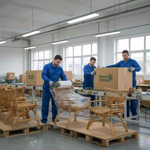 Silla de Comedor de Ratán Natural, Hecha a Mano, Patas de Madera Resistentes, Ecológica, Contemporánea, Moderna, con Cuero PU Personalizable - Product Image 6