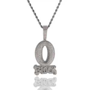 Collar con Colgante Hip Hop Iced O Block, Micro Pavé, Plata 925, Diamante Moissanita, Perla de Agua Dulce, Joyería India Unisex - Product Image 1