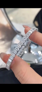 Elegant Emerald Cut Diamond <b>Bracelet</b> in White Gold Minimal Luxury Tennis <b>Bracelet</b> for Women Timeless Fine Jewelry Gift for Her - Product Image 4