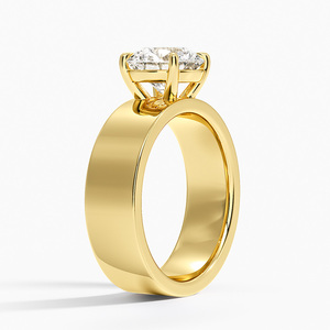 Anillo de compromiso de banda ancha con diamante solitario redondo - Product Image 4