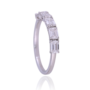 925 Sterling <b>Silver</b> Eternity Ring with Emerald Cut CVD Diamonds <b>Silver</b> Plated Wedding Band Anniversary Ring for Women - Product Image 4