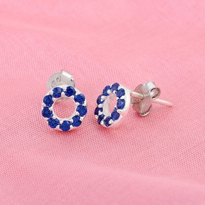 Circle Shape Fine <b>Stud</b> Earrings 925 Sterling <b>Silver</b> Natural Blue Sapphire Gemstone Classic Minimalist Everyday Wear Fine Jewelry - Product Image 5