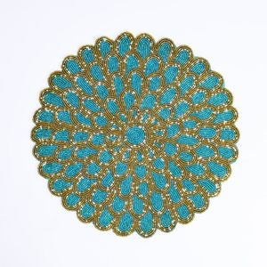 Needlework Handmade Beaded Dining Table Mat Design Boho Style Seed Beads <b>Embroidery</b> Table Placemats - Product Image 2