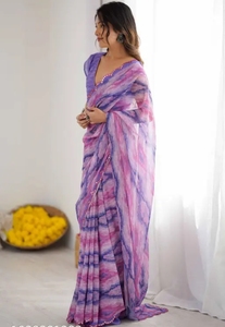 K V INTERNATIONAL Saree traditionnel en rayonne imprimée pour femme avec travail de miroirs en papier pour mariages, fêtes et occasions de Diwali – Collection Automne - Product Image 5