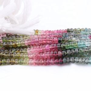 Nouvel Arrivage Perles Rondelles Facettées Multi-Tourmalines de Qualité Supérieure Naturelles 3,5 mm 14 Pouces pour la Fabrication de Bijoux - Product Image 1