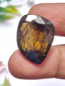 Turmalina gris oscuro facetada natural, piedra suelta para joyería premium, corte elegante, certificada por terceros - Product Image 2