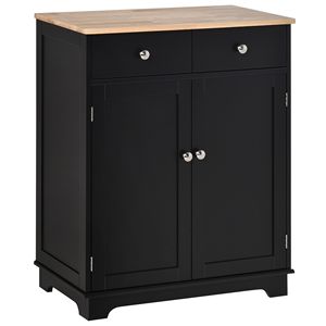 Armadio Buffet a credenza a 2 porte con ripiano regolabile e 2 cassetti per cucina Bar sala da pranzo o corridoio in nero - Product Image 1