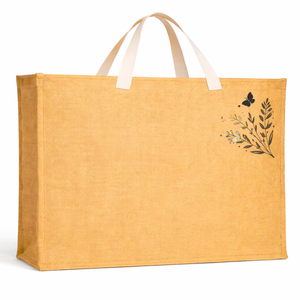 กระเป๋าผ้ากระสอบพิมพ์ลายดอกไม้แบบมินิมอล ดีไซน์รักษ์โลก ใช้ซ้ำได้ สำหรับใส่ของช้อปปิ้งหรือของชำ  รับสกรีนโลโก้ - Product Image 1