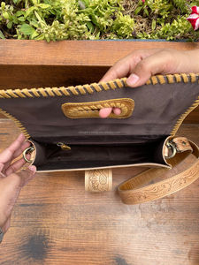 New Design Hand-<b>Tooled</b> <b>Leather</b> Large Saddle Women Crossbody Purse Western Style Boho Chic Brown Bag Best for Christmas Gift - Product Image 6