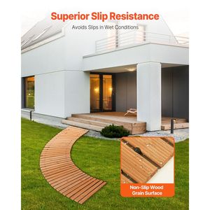 Pasarela de Jardín de Madera Curva Antideslizante de 7 pies x 17 pulgadas para Exteriores, con Conexión de Cuerda de Alambre de Cedro para Paisajismo y Terrazas - Product Image 5
