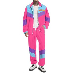<b>Men's</b> Full Zip Nylon Windbreaker Tracksuit Color Block Jogging Sportswear <b>Jacket</b> and Pants Set - Product Image 4