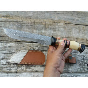 Couteau de chasse artisanal en acier Damas, nouvelle édition haut de gamme, forgé à la main, couteau de survie, lame fixe ultra-affûtée, idéal pour le camping - Product Image 1