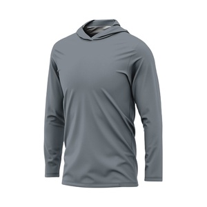 Camiseta Deportiva de Manga Larga con Capucha para Hombre, Color Azul Claro, Absorbente de Humedad, Corte Regular, Color Sólido - Product Image 6