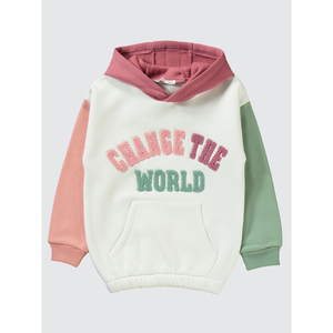 Conjunto de sudadera con capucha y pantalones de algodón para niñas, estampado Change The World, rosa, verde, blanco, edad infantil, 2 piezas - Product Image 3