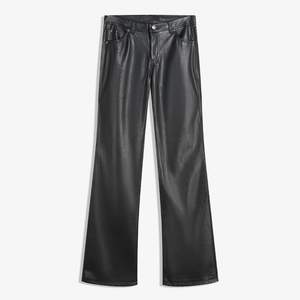 Pantalones de Mujer de Algodón Negro con Fibra de Bambú, Corte Recto, Cintura Media, Ajuste Holgado, Estampados, para Verano - Product Image 5