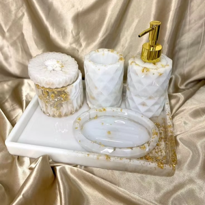 Accesorios de Artesanía India, Juego de Baño, Venta Especial, Decoración Elegante para Hotel, Juego de Accesorios de Baño de Resina Poliéster - Product Image 1