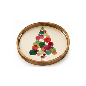 Pentagon <b>Wooden</b> Serving <b>Tray</b> With Christmas Cracker Pattern Painted Finish Decorative Residential Use - Product Image 2