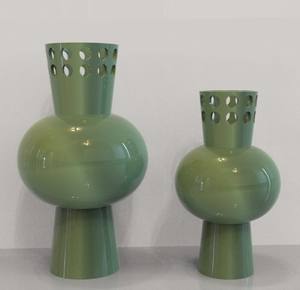 แจกันตั้งโต๊ะสีเขียวมาการอง สไตล์นอร์ดิก ดีไซน์ล้ำสมัย รูปทรงกลม สำหรับตกแต่งงานแต่งงาน สำนักงาน โรงแรม ของตกแต่งบนโต๊ะ - Product Image 1