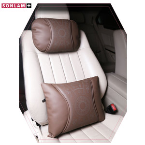 Fabricación de fábrica ODM Nappa Cafe cuero coche cuello descanso almohada coche viaje descanso almohada personalizable memoria espuma coche almohada - Product Image 1