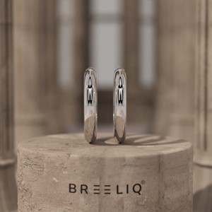 14K <b>Solid</b> White <b>Gold</b> Plain Hoop Earrings Elegant Polished Round <b>Huggie</b> Hoops Classic Minimalist Fine Jewelry For Women - Product Image 1