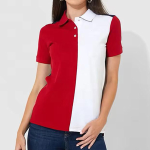 Best Selling Quick Dry <b>Women</b> Polo <b>T</b> <b>Shirt</b> Breathable Causal Wear Color Blocked Short Sleeve Casual Red <b>White</b> Woman Polo <b>T</b> <b>Shirt</b> - Product Image 1