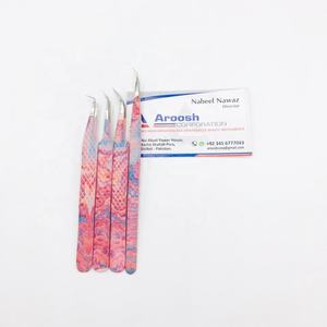 Pince à épiler en diamant de logo personnalisé professionnel de haute qualité Extension de cils en acier inoxydable revêtu de papier Volume durable - Product Image 1