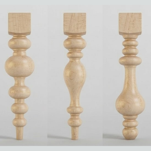 Elegant Solid Rubberwood Kitchen Island Cabinet <b>Post</b> Decorative Carved Column for <b>Modern</b> Farmhouse Interior Design - Product Image 1