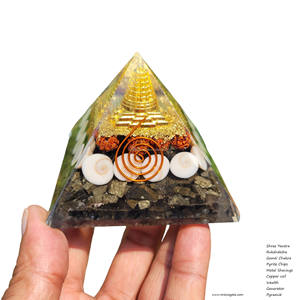 Best Quality Wealth <b>Generator</b> Shree Yantra <b>Orgone</b> Pyramid With Pyrite Chips for Wealth Prosperity Spirituality 70-75mm Wholesale - Product Image 2