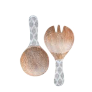 Juego de servidores de ensalada de madera de olivo hechos a mano con mango de resina ecológica, cuchara y tenedor de servicio premium para uso en la cocina del hogar moderno. - Product Image 4