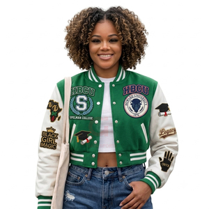 Premium Quality Women's Varsity <b>Jacket</b> Crop Top Quilted Nylon Winter Custom Embroidered Logo Letters Breathable <b>patchwork</b> <b>jacket</b> - Product Image 5
