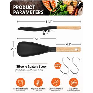 Cucchiaio da Cucina in Silicone Opaco con Manico in Legno, Senza BPA e Robusto per Pentole Antiaderenti, Ottimo Utensile per Servire - Product Image 3