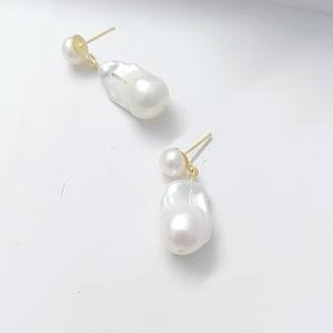 Boucles d'oreilles en perles naturelles, argent sterling 925, plaqué or 18 carats, 4 mm, légères, faites à la main, bijoux cadeau pour elle - Product Image 2