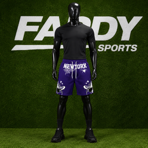 Shorts de sport en maille personnalisés pour hommes, de haute qualité, imprimé graphique araignée violet, style Hip Hop Y2K, pour la gym et le basketball, vente en gros - Product Image 2
