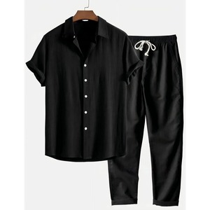 Conjunto de Uniforme Personalizado para Hombre, Camisa y Pantalón de Lino de Primera Calidad, Manga Corta, con Botones, Estilo Casual para Verano - Product Image 5