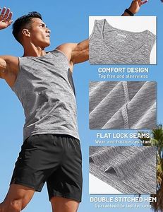 Débardeur gris sans manches pour homme, col rond, séchage rapide, couleur unie, polyester, pour entraînement, décontracté, tricoté, coupe ajustée - Product Image 5