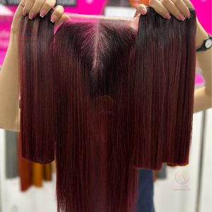 มัดผมมนุษย์ผมตรงจากกระดูก Cyhairvn ผมมนุษย์สีเบอร์กันดี - Product Image 2