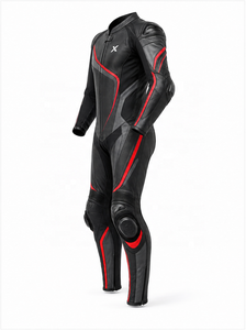 Combinaison de moto en cuir une pièce pour course sportive |   Résistant au vent |   Noir Orange Bleu Gris |   Logo X |   OEM ODM |   Design haut de gamme - Product Image 3