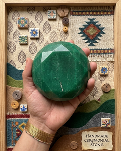Esmeralda verde calentada, tallada redonda, de gran tamaño, verde intenso, pulida, facetada, tipo cabujón, para la fabricación de joyas y decoración. - Product Image 2