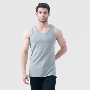 เสื้อกล้ามถักคอโอเวอร์ไซส์สีเทาสำหรับผู้ชาย สไตล์ลำลอง ระบายอากาศได้ดี ผลิตจากผ้าฝ้าย 100% - Product Image 5