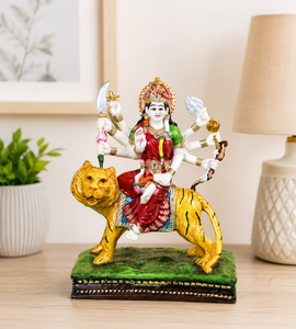 Nirmala Handicrafts - Estatua de Resina de la Diosa Maa Durga con León, Hecha a Mano, Tradicional, Decorativa, Ídolo Hindú para el Hogar, Festivales y Espiritualidad - Product Image 1