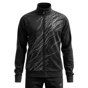 Chándal negro con capucha para hombre Caustic International, con cremallera completa, bolsillos laterales, estilo casual, transpirable, poliéster, para verano - Product Image 4