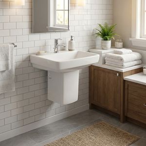 Lavabo Simon écologique avec demi-piedestal pour hôtels et villas - Product Image 2