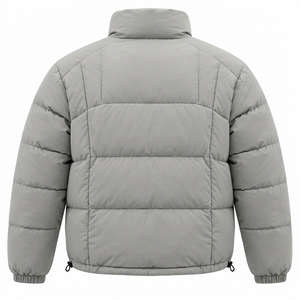 Men's <b>Light</b> Grey <b>Puffer</b> <b>Jacket</b> Lightweight Quilted Stand Collar Zip Up Winter <b>Jacket</b> Casual Outdoor Streetwear Custom Apparel - Product Image 2