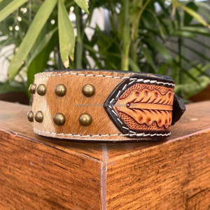 In-Stock Durable Cowhide Leather Pet Collar for Small & Medium Dogs and Padded Neck <b>Ring</b> Hand Tooled Genuine Leather Dog Collars - Product Image 4