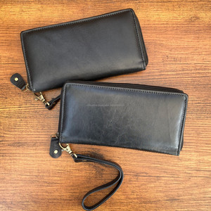 Usine en gros de luxe mode RFID Long porte-cartes en cuir véritable bracelet portefeuilles minimaliste personnalisé fermeture éclair pochette femmes - Product Image 4