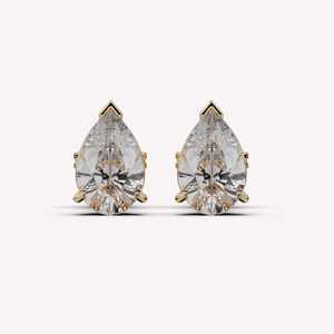 1 Ct Pear Cut Lab Grown Diamond Stud <b>Earrings</b> Prong Set Minimalist Unique Luxury Everyday Wear Fine Jewelry Pairs 14K Solid Gold - Product Image 3