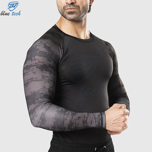 Maillot de compression à manches courtes pour homme Blue Tech, imprimé par transfert thermique, écologique, couleur personnalisée, séchage rapide, en spandex - Product Image 3