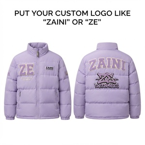 ZAINI 180 GSM Polyester Worsted Quilted Puffer Jacket Waterproof Windproof Lavender Horizontal Panel <b>Camouflage</b> Pattern - Product Image 1